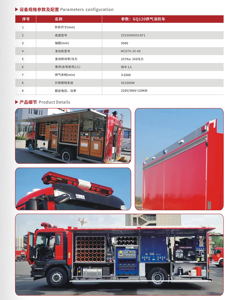 汕德卡GQ120供氣消防車